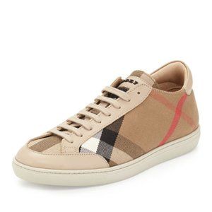 Burberry Hartfields House Check Low Top Lace-up Sneakers Sz 39 Tan